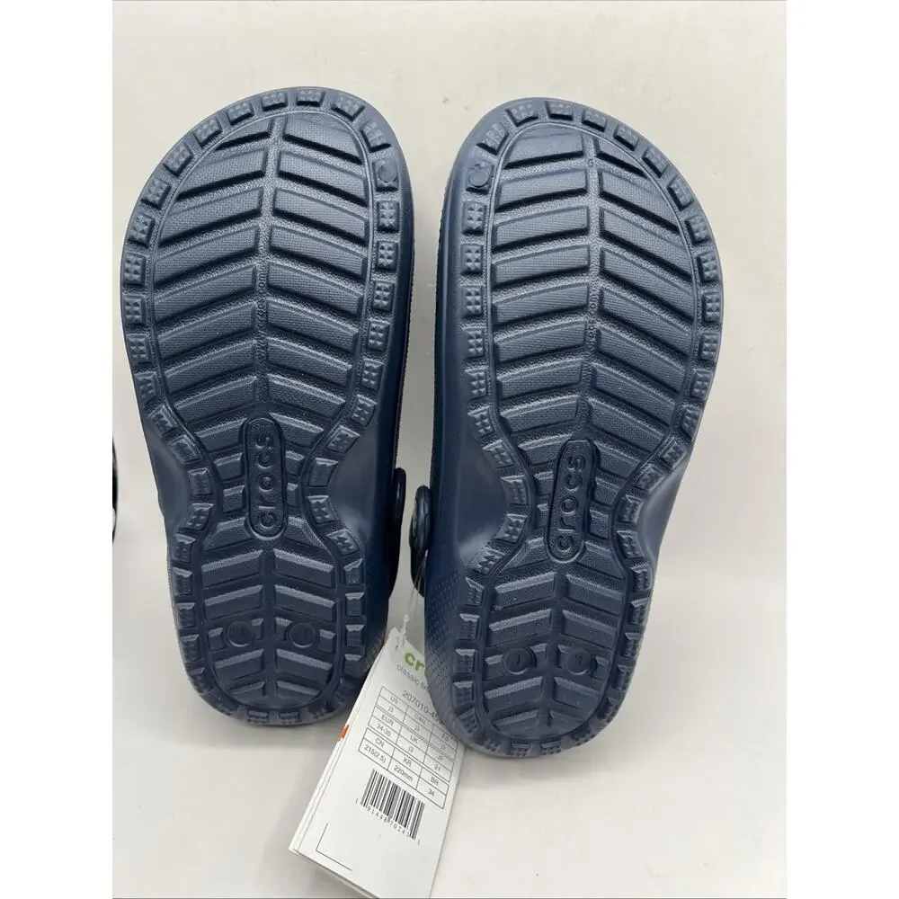 Crocs Unisex Classic Lined Winter Clog Size US J3 Little Kids Navy Blue Shoe NWT